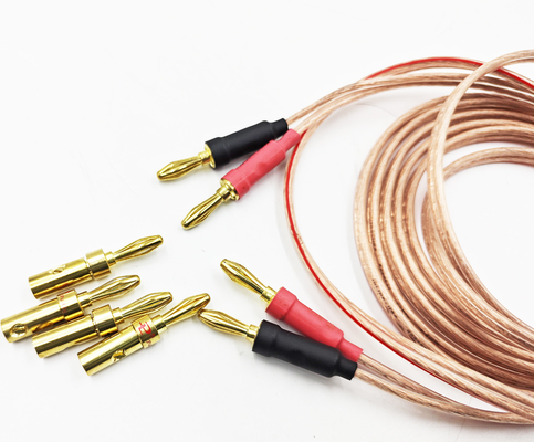 Cables de plátano transparentes de 14 Gauge para Bi-Wire Bi-Amp HiFi Surround Sound 99,9% de cobre OFC