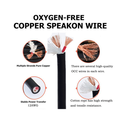Twirl Lock 2 Conductor Cable de altavoz profesional 50FT longitud para aplicaciones de audio