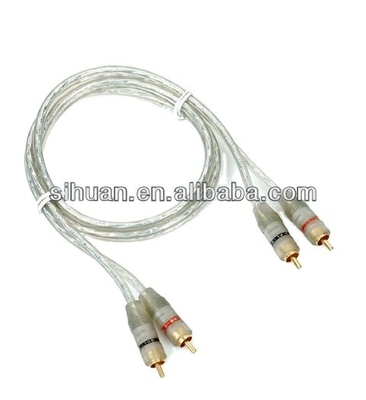 Cable de cobre OFC de plata de 1 pie doble cable de audio de automóvil blindado interconectado con chaqueta de PVC