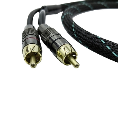 Hombre a Hombre 2 Cable RCA con mangas expandibles trenzadas de nylon de 9,5 mm de diámetro exterior