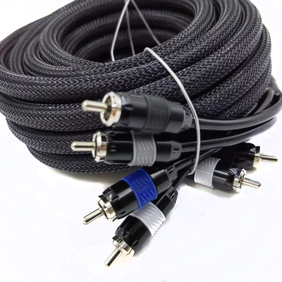 Hombre a Hombre 2 Cable RCA con mangas expandibles trenzadas de nylon de 9,5 mm de diámetro exterior