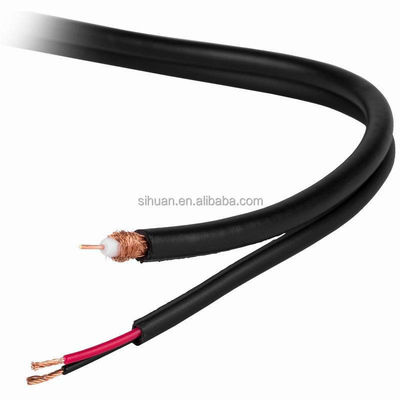 20 AWG Cable de CCTV coaxial de cobre sólido RG-59 con conector BNC y cable de alimentación 18/2