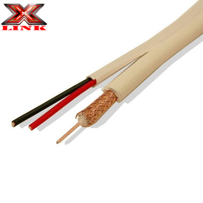 20 AWG Cable de CCTV coaxial de cobre sólido RG-59 con conector BNC y cable de alimentación 18/2