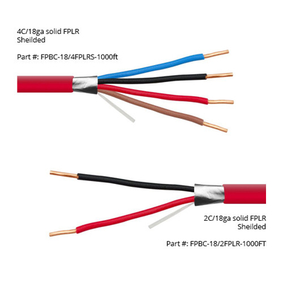 14 16 AWG 2/C 4/C Sólido 100% de cobre EWCS FPLP Pleno Cables de alarma de incendio blindados