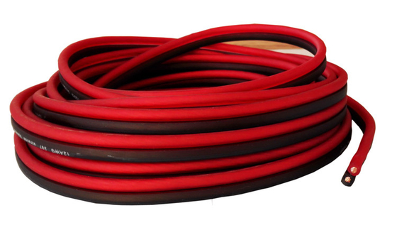 Cables de altavoz de audio de cobre flexible de 12 ga OFC con chaqueta de PVC suave y conector de oro