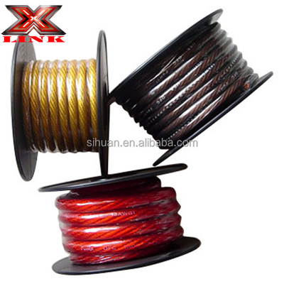 Chaqueta de PVC suave Coches de baja tensión 0 2 4 6 8 Gauge AWG Material de aislamiento de PVC Car Audio Subwoofer Amplificador de cable de alimentación