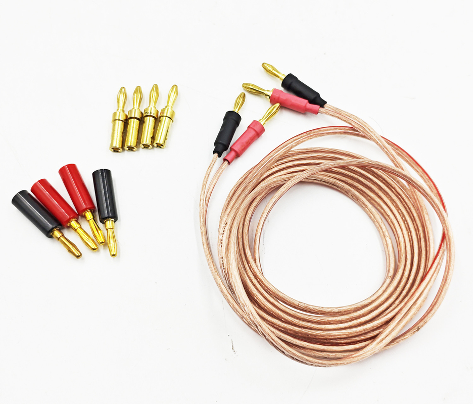Cables de plátano transparentes de 14 Gauge para Bi-Wire Bi-Amp HiFi Surround Sound 99,9% de cobre OFC