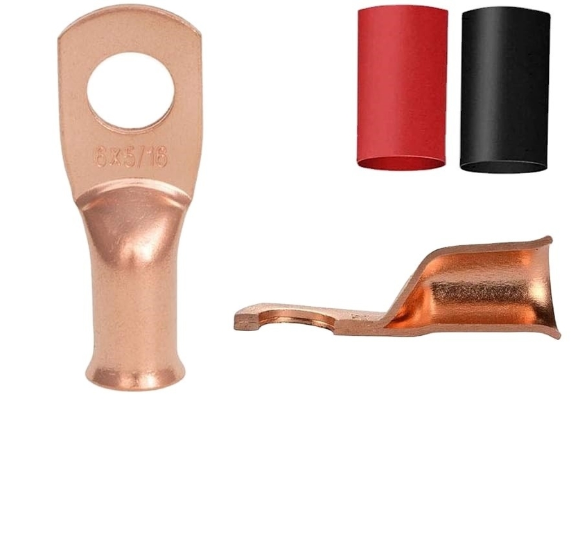 Terminal de anillo de cobre de alta capacidad de ruptura para cables de baterías AWG 2 4 6 8 10 Gauge