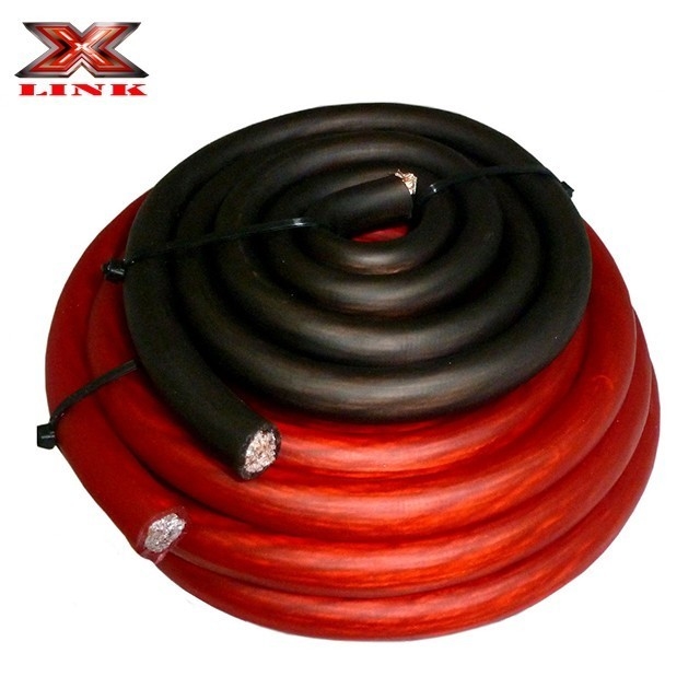 Cable de alimentación de 2 GA AWG OFC CCA de color azul/negro translúcido para la instalación de amplificadores de audio para automóviles