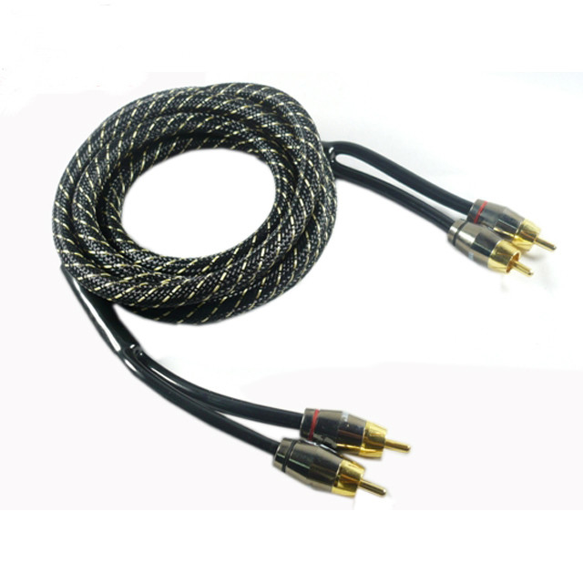 Cable de cobre OFC de plata de 1 pie doble cable de audio de automóvil blindado interconectado con chaqueta de PVC