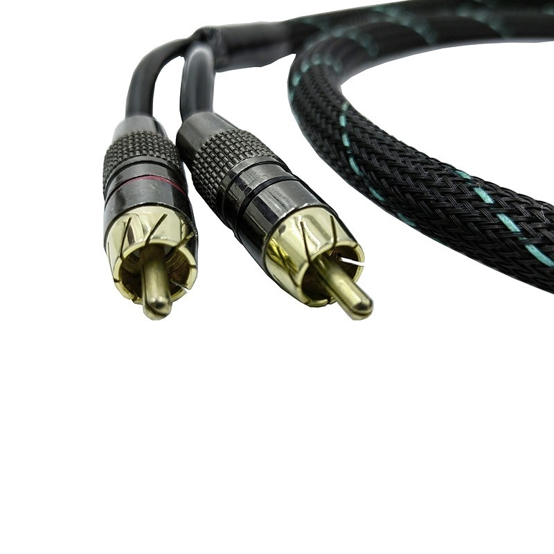 Hombre a Hombre 2 Cable RCA con mangas expandibles trenzadas de nylon de 9,5 mm de diámetro exterior