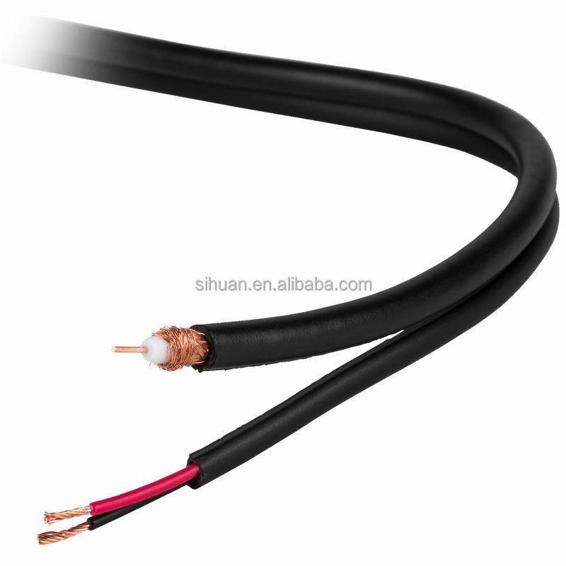 20 AWG Cable de CCTV coaxial de cobre sólido RG-59 con conector BNC y cable de alimentación 18/2
