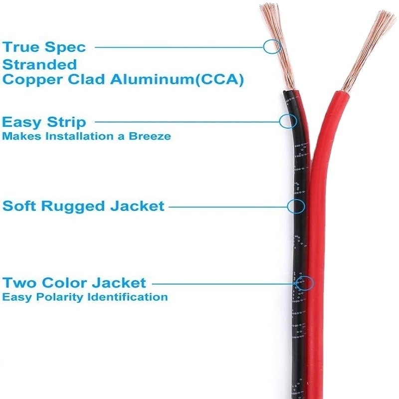 Cables flexibles ext 2pin 2 color rojo negro para bandas de LED