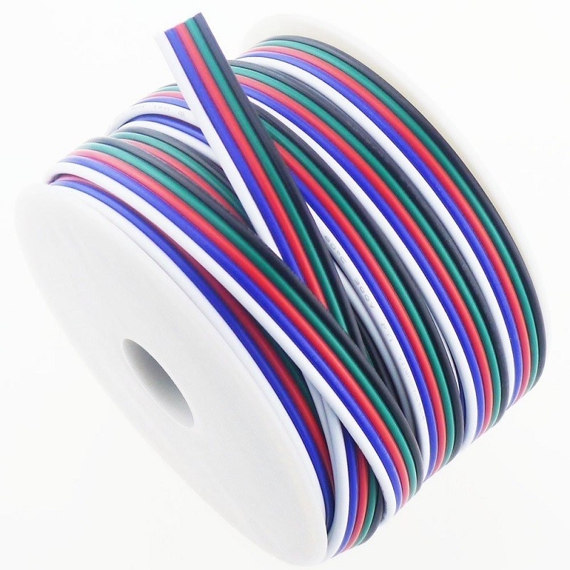 Cordón de extensión de alambre flexible para cinta de LED de calibre 1618 chaqueta de PVC RGBW RGB 3pin 4pin