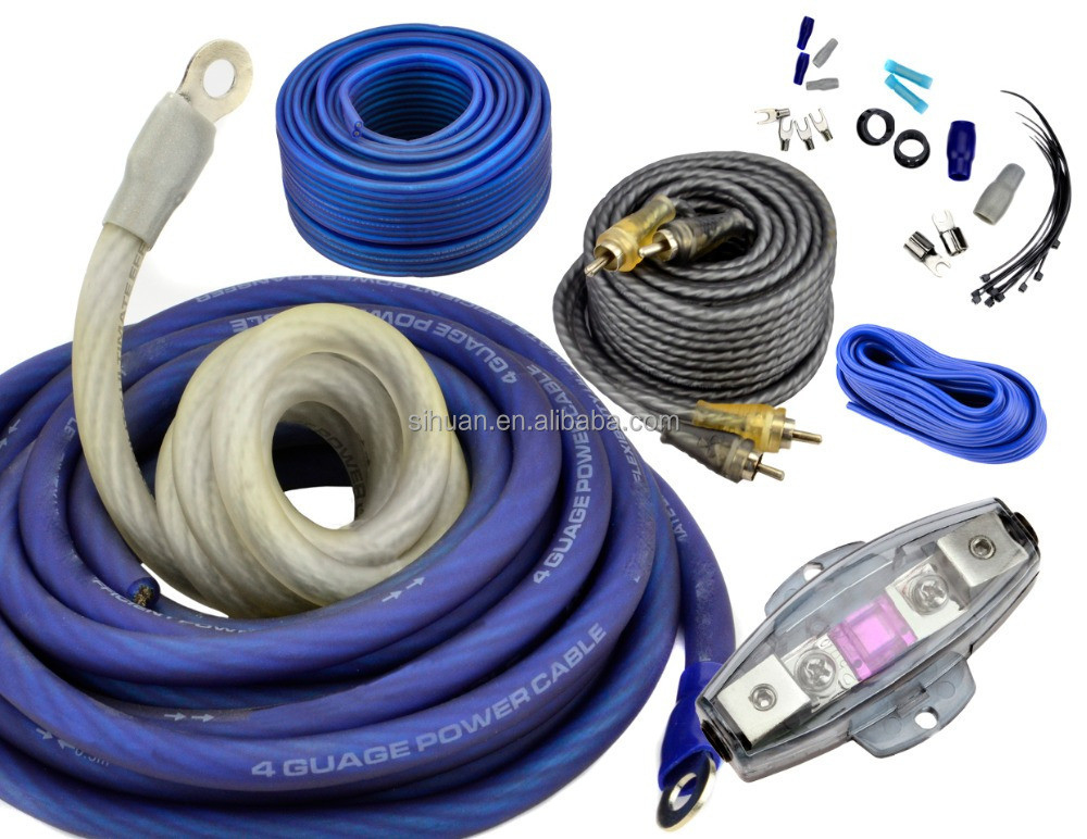 CCA 4/8 Gauge Accesorios de audio para automóviles Kit de cableado de amplificadores para automóviles con blindaje no blindado